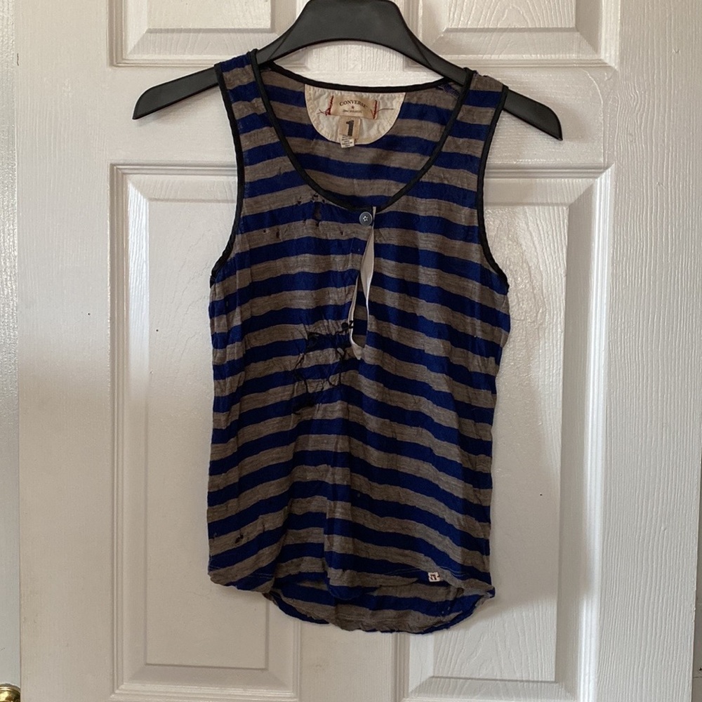 Converse x John Varvatos Navy Grey Wool Striped Stripe Tank Top